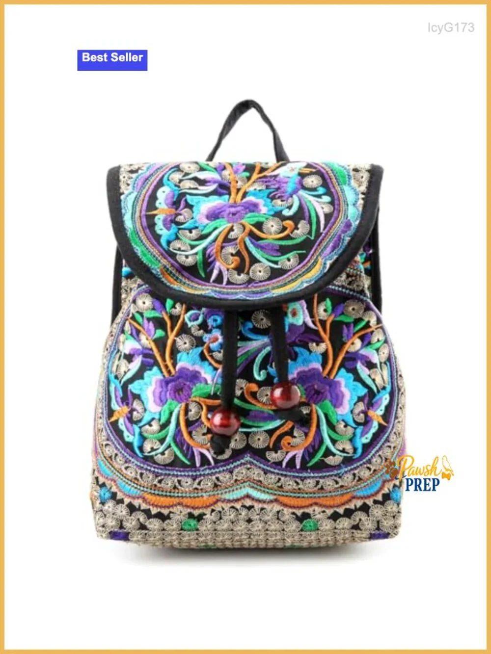 Embroidered Canvas Backpack Purse for Women, Boho Travel Daypack with